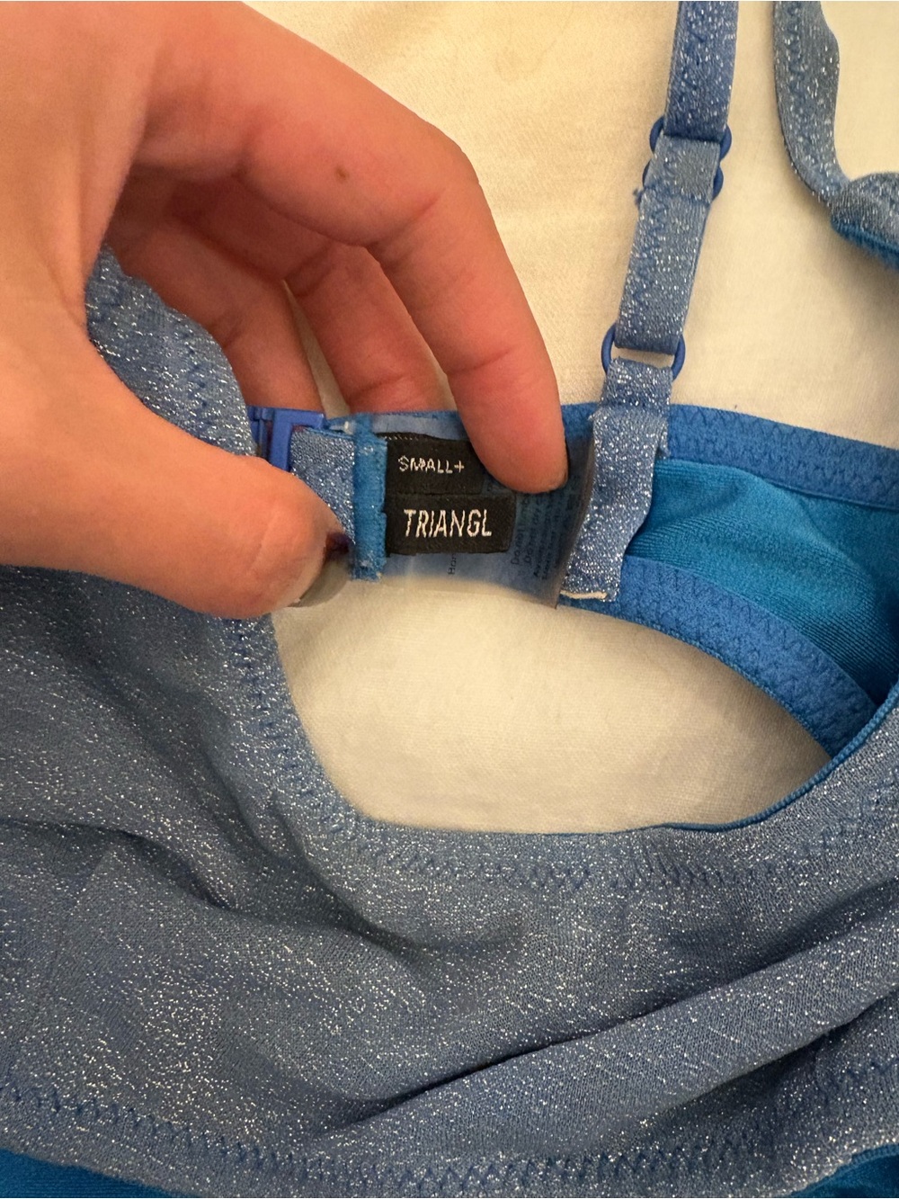 triangl swimwear sparkly Blue Scoop Bralette & High-Waist Bikini Bottoms - Picture 3 of 10